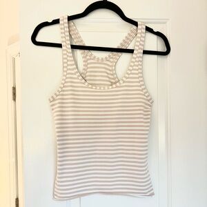 Lulu🍋 Tan/White Striped Tank